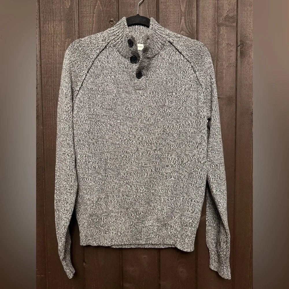 NWT Mutual Weave Men’s 3-Button Neck Sweater Pullover 100% Cotton Sz M Gray NEW!